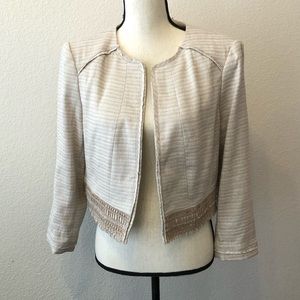 WHBM Neutral Tweed Suit Jacket